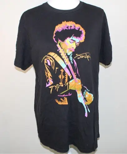 Jimi Hendrix Playing Guitar Authentic Black Short Sleeve T