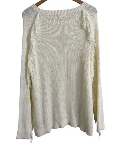 Prómesa Promesa White Fringe Knit Sweater Size XL