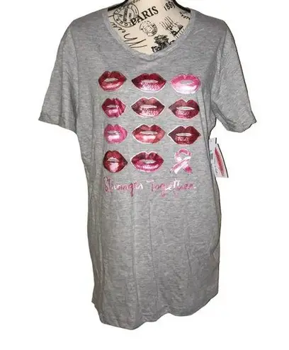 BREAST CANCER AWARENESS GRAY & PINK STRONGER TOGETHER TEE SIZE XL