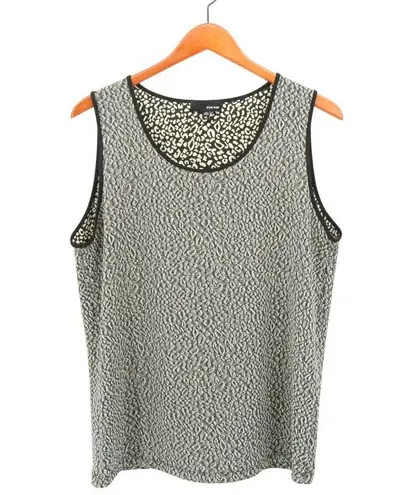 Sun Kim Black Beige Animal Print Leopard Sleeveless Shell Tank Top XL