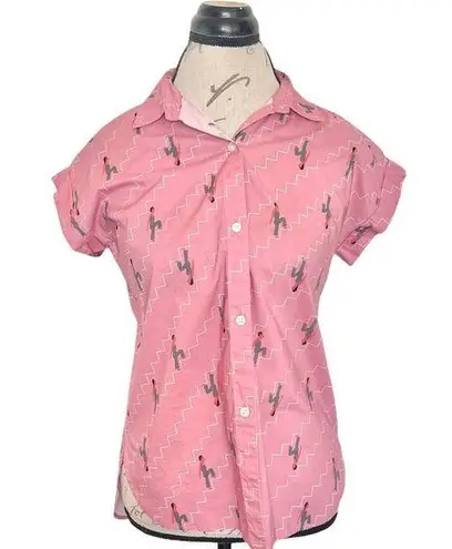 Bonobos Womens Riviera Button Up Shirt Blouse Rachel Levit Ruiz XS Pink Western