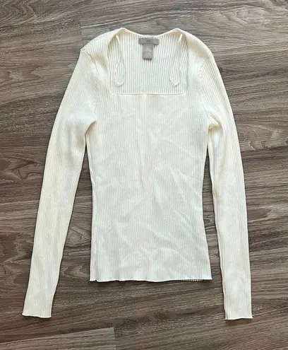 H&M Square Neck Ribbed Knit Long Sleeve Top