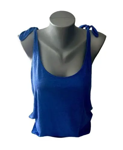 Ba&sh Boxy Short Crop Tank Top Blue Sleeveless Size 0 Designer Luxury Brand