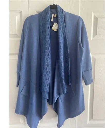 Live and let live Blue Open Cardigan Lace Cottage Feminine XL NEW