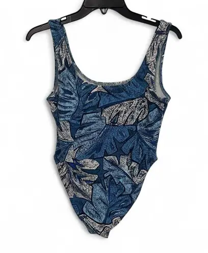 Vintage 80s 90s Sleeveless Boho Cotton Style One Piece Medium Blue