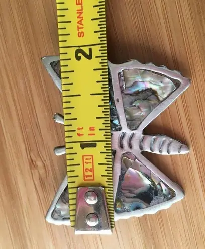 Women's Vintage Pin Brooch Silver Tone Butterfly Has Mark Abalone Alpaca