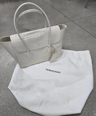 Salvatore Ferragamo New Ferragamo Classic Croc-Embossed Leather Tote Bag