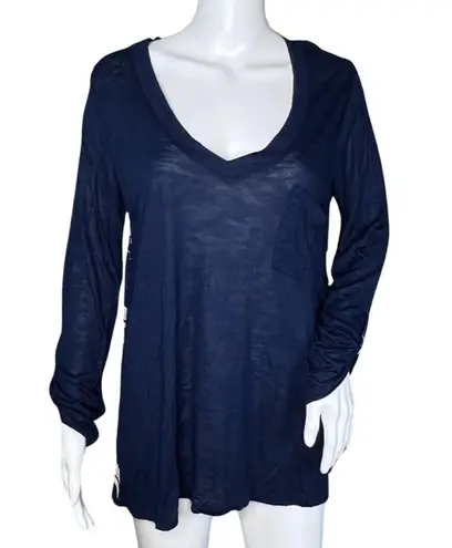 Anthropologie Porridge Shirt Womens Medium Blue Wave Tee Essential Basic Casual