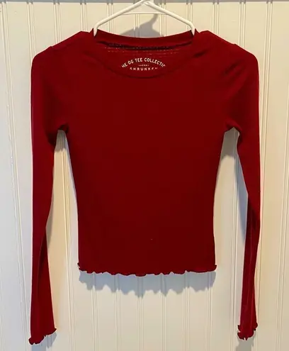 Aeropostale Maroon Top with ruffled waist and sleeves-Size‎ XSmall