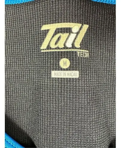 Tail Tech Waffle Tank Top Black Teal & White Edges Performance Fabric M NWT Size M