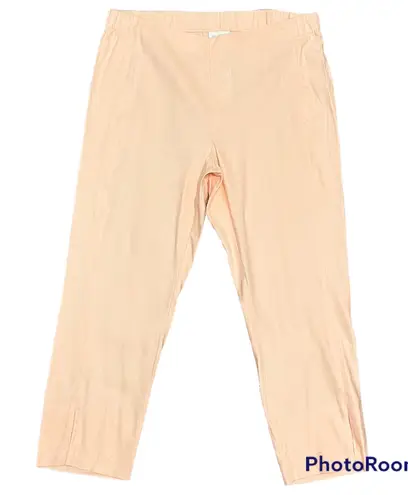 J Jill White Linen Stretch Pearl Pink Pull On Elastic Waist Cropped Pants Medium