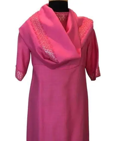 Vintage 1960s custom pink gown maxi dress slender Barbiecore prom size medium