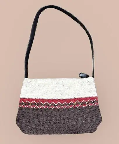 Crazy Horse Shoulder Bag Y2K Crochet Macrame Style Beach Vacation Travel Purse Brown