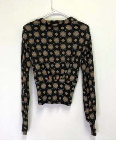 Free People Sydneys Party Top XS Medallion Printed Deep V Revolve Black Trendy