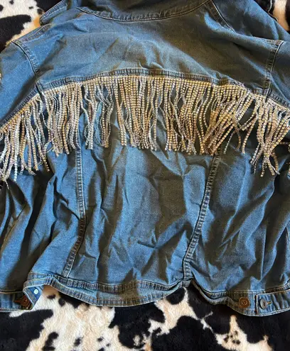 Baccini Jean Jacket With Glitter Fringe 