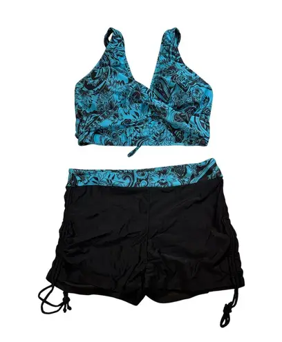 NWT Aqua Eve Boy Short Bikini XL Blue Black Paisley