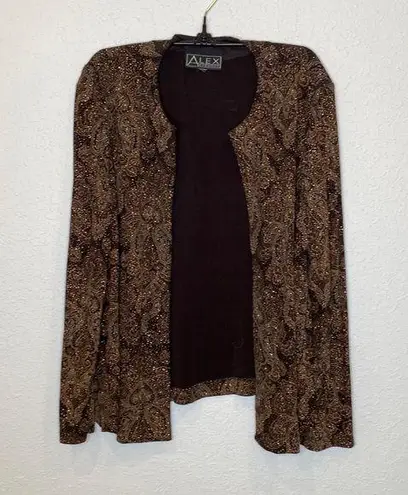 Alex Evenings Sparkly Stretchy Lightweight Cardigan/Jacket Paisley Sz XL