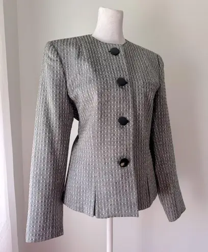 Vintage ‘90s J. Gallery Black & White Textured Collarless Blazer Size 12