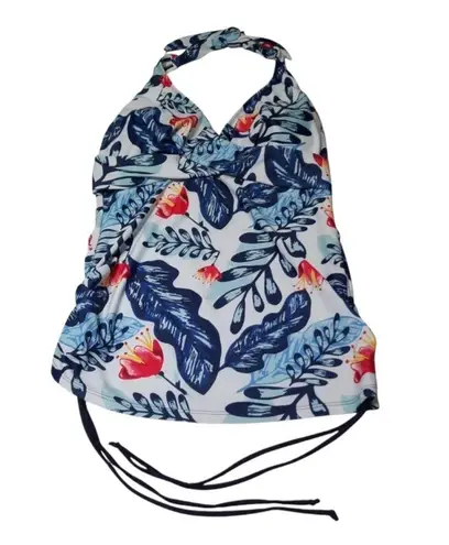 Floral Tankini Top Large Blue