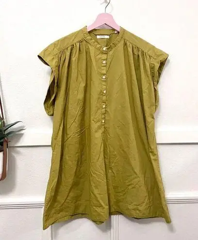 DÔEN Crew Neck Mini Tunic Dress in Gold Size S Green