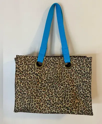Premier Designs Leopard Print “Jewelry Diva “Tote Bag with Blue Accents
