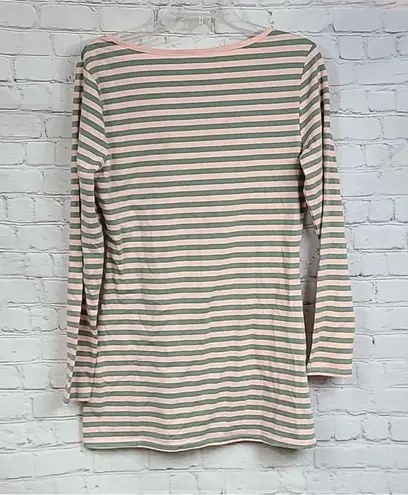 Matilda Jane  NWT Off the Grid Tee Women's xl Long Sleeve Pink Green Stripe Top