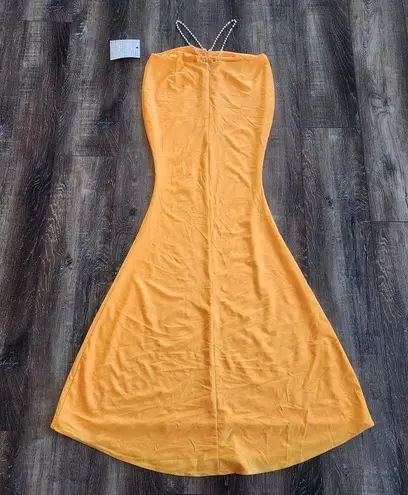 Retrofête Retrofete Orange Maxi Dress Pearl Halter Size Small Sample