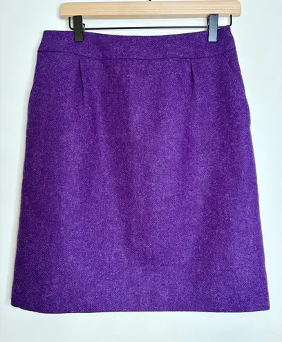 Boden Purple Wool Blend A Line Skirt Pockets Front Zipper Back Women US Size 6L
