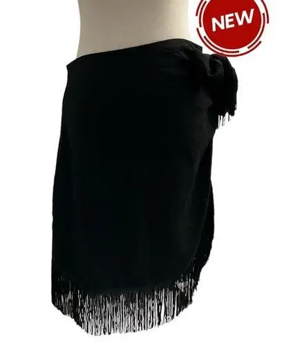 Sincerely Jules Fringe Black Skirt Regular Size L NWT (36-62)