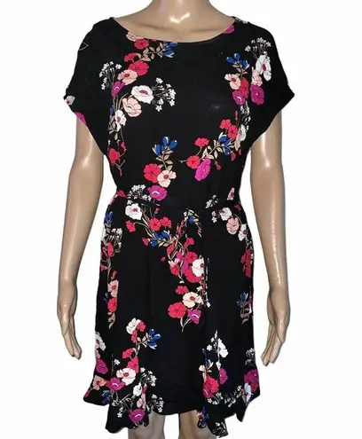 Popsugar  floral short sleeve waist tie dress