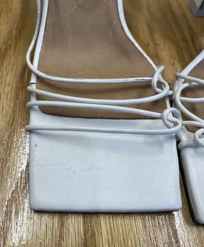 Miista Emere Strappy Sandals Women 10.5 White Kitten Heel Square Toe Hipster S64