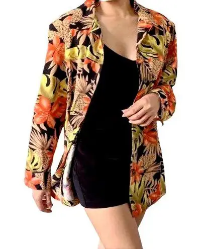 Allison Daley Tropical Floral Button Up Blazer Size 10