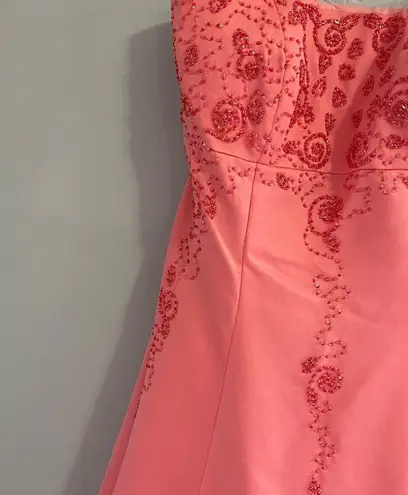 Cache Women’s Vintage pink rhinestones strapless  prom dress size 9/10