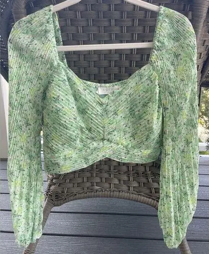 ASTR Green Floral Crop Top