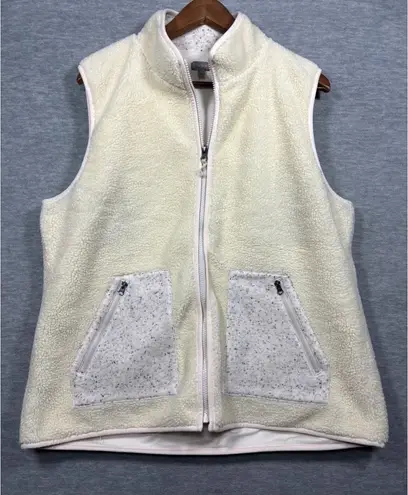 T‎ by Talbots Vest Womens XL Ivory Sherpa Zip Pockets Casual Cozy Fall