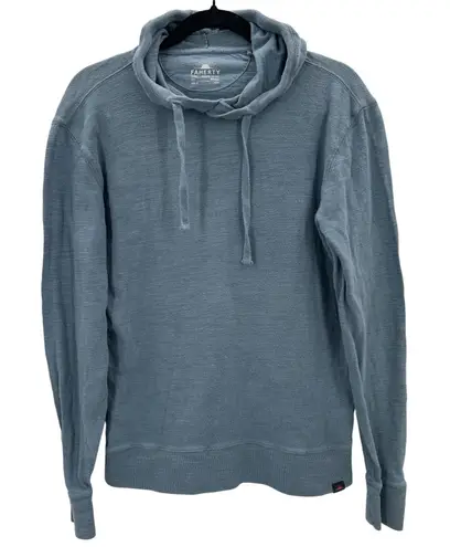 Faherty Sunwashed Slub Organic Cotton Pullover Hoodie Sweatshirt Blue Sz Small