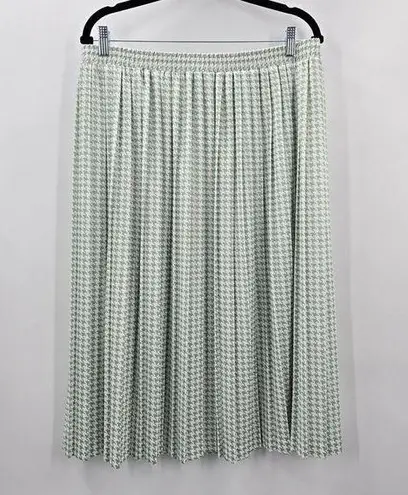 ZARA  White Green Short Midi Pleated Pull On Skirt Plus 20