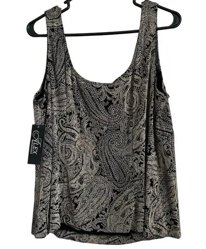 Alex Evenings NEW  Two-Piece Set Blouse Tank Size 1X Black Stone Sparkles Evening