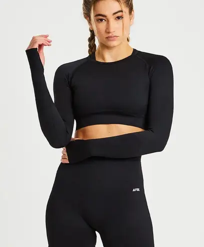 AYBL Black Long Sleeve Crop Top