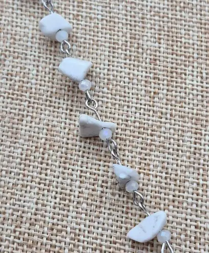 Simply Vera Wang Sliver Tone Glass Bead Natural Stone Tassel Pendant Necklace Silver