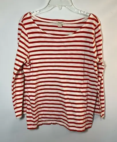 J Crew Red White Stripe Crew Neck Size Small