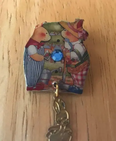 Bunny Rabbits Pin Brooch Handmade Vintage Easter