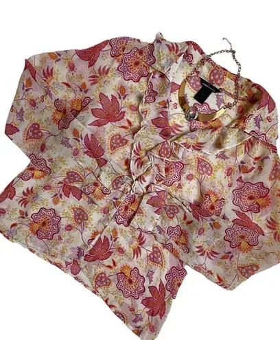 Vtg y2k international silk floral blouse Multi Size M