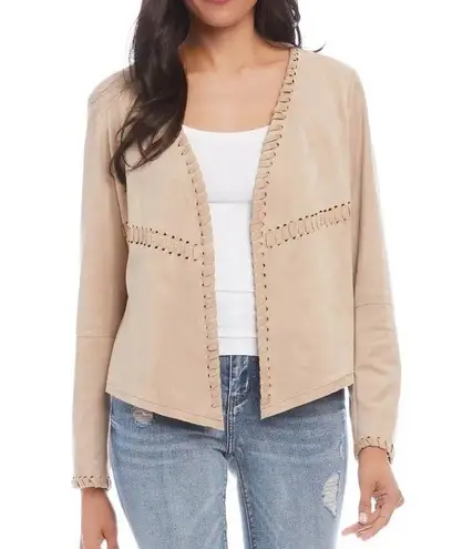 Karen Kane Whipstitched Faux Suede Tan Jacket