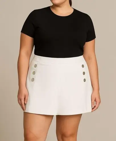 Halston Hallie White Cotton Twill Skort Size 14