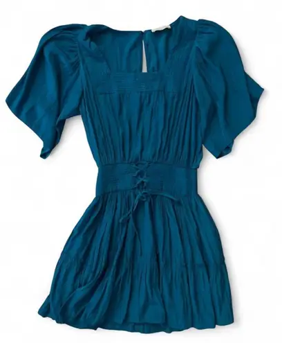 Ramy Brook Kit Dress Flutter Sleeve Mini Teal Small