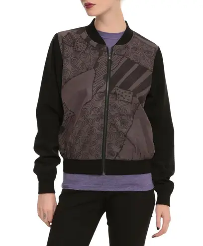 Nightmare Before Christmas Bomber Jacket Medium Halloween Zip Up Black 1676
