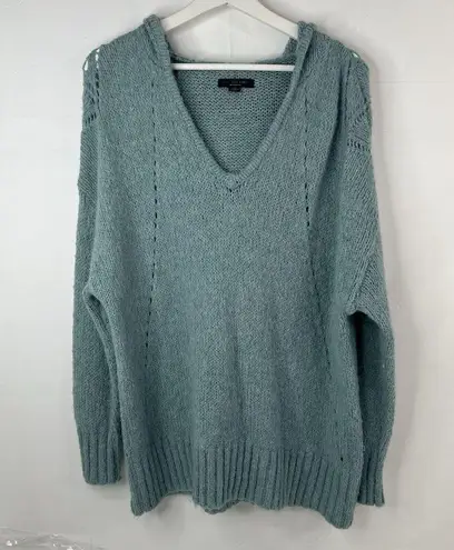 American Eagle  Sz L Sweater Hooded Jegging Fit Teal Wool Blend Pullover Women’s