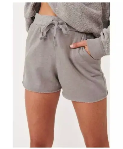 Free People Kelly Soft Sweatshirt/shorts Lounge Set Storm Gray