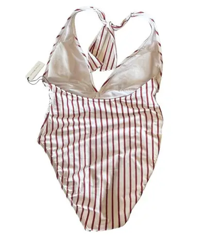 We Wore What NEW Brooklyn Stripe One-Piece SWIMSUIT XL Womens Deep Plunge Front